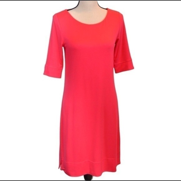 Jersey Knit Elbow Sleeve Soft Shift Dress | Size Small - Picture 1 of 6